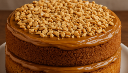 Bolo de Amendoim com Doce de Leite