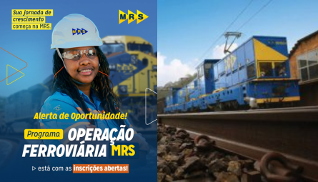 MRS Logística abre curso gratuito com bolsa para formar novos profissionais ferroviários. As inscrições vão até o dia 4 de agosto.