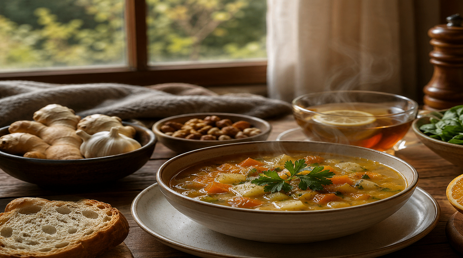 Sopa Cremosa de Legumes com Gengibre e Frango
