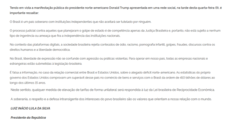 Presidente Donald Trump anuncia tarifa de 50% sobre exportações Brasileiras